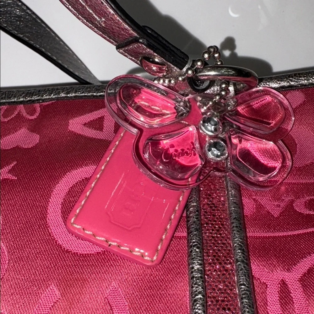 COACH Pink Bandana Glitter Graffiti Bag with Silver Accents waterproof dust bag - Picture 9 of 9